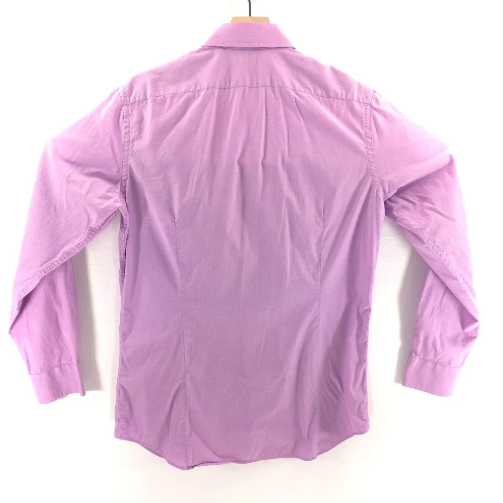 Banana Republic Men Shirt Stretch Slim Fit Medium Purple Long Sleeve Button Down